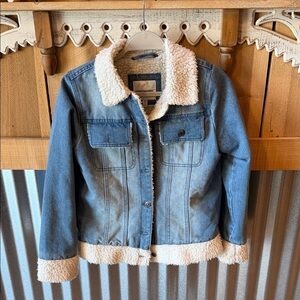 Urban Republic Girls Blue Jean Jacket with White Sherpa Lining
